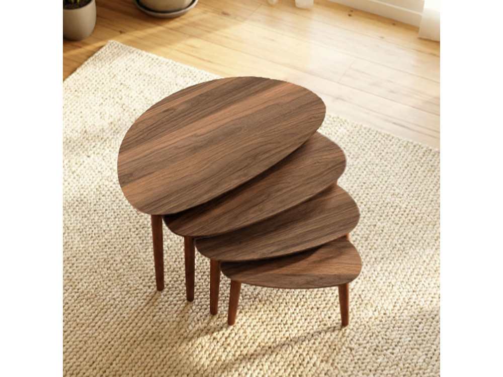 Mesa nido de madera "Nora" 4 piezas 68 x 45 x 55 cm - Nogal