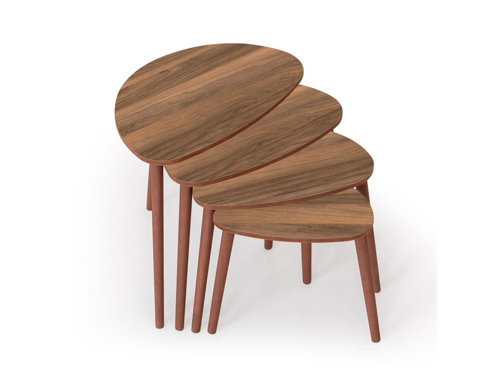 Mesa nido de madera "Nora" 4 piezas 68 x 45 x 55 cm - Nogal