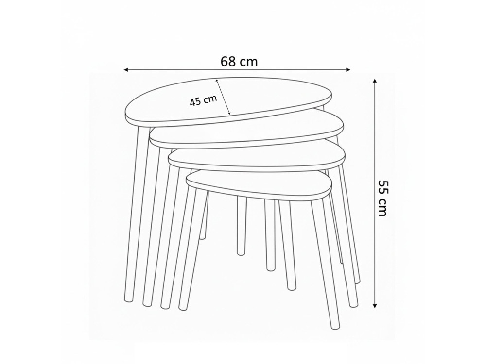 Mesa nido de madera "Nora" 4 piezas 68 x 45 x 55 cm - Nogal