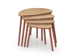 Mesa nido de madera "Nora" 4 piezas 68 x 45 x 55 cm - Roble
