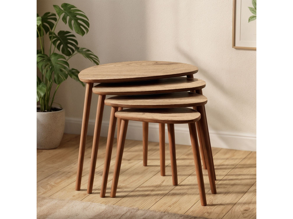 Mesa nido de madera "Nora" 4 piezas 68 x 45 x 55 cm - Roble