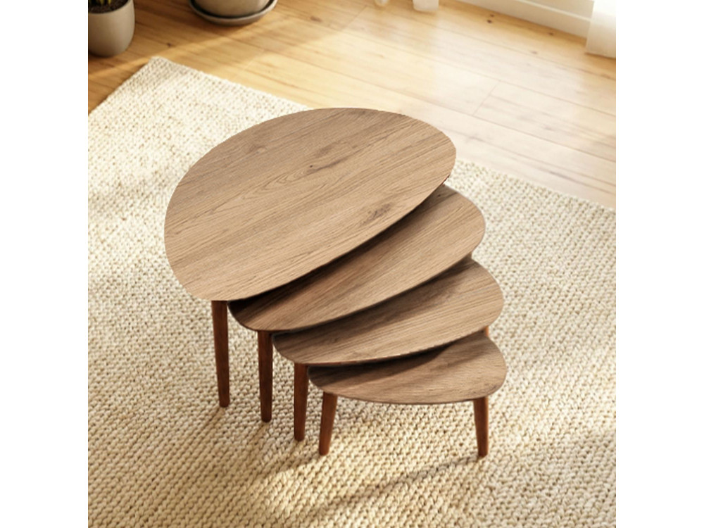 Mesa nido de madera "Nora" 4 piezas 68 x 45 x 55 cm - Roble