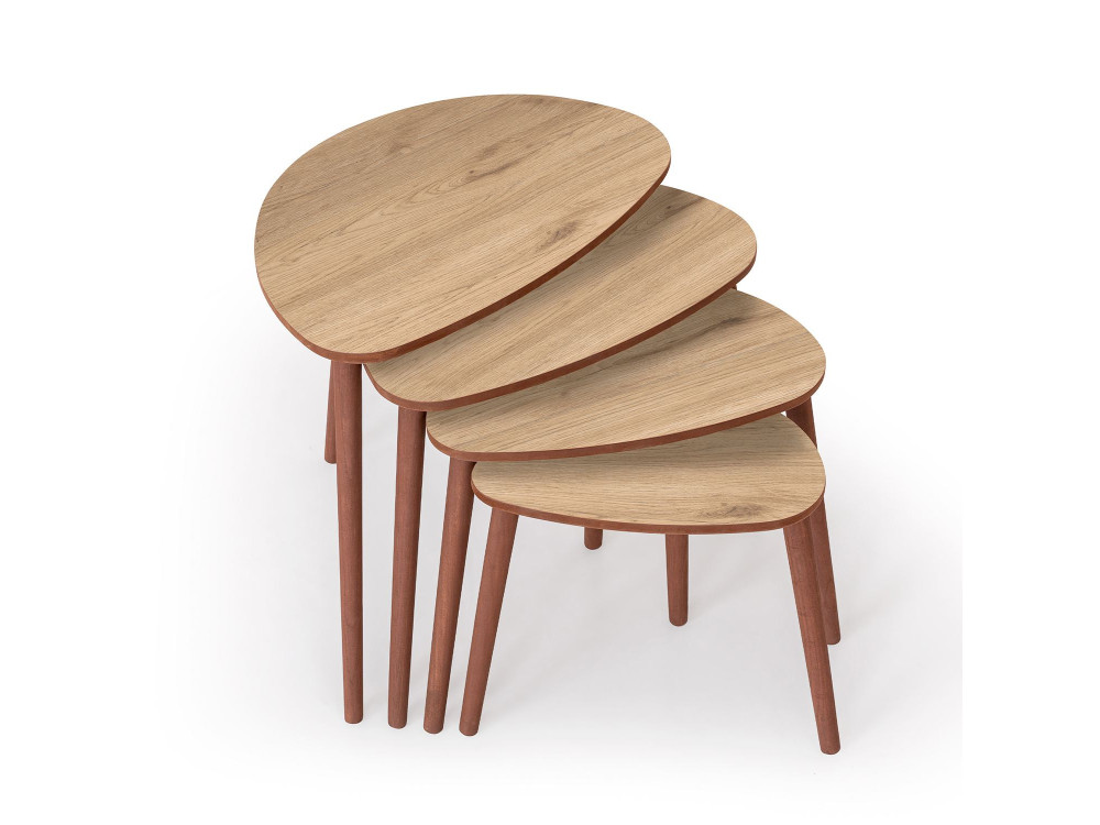 Mesa nido de madera "Nora" 4 piezas 68 x 45 x 55 cm - Roble
