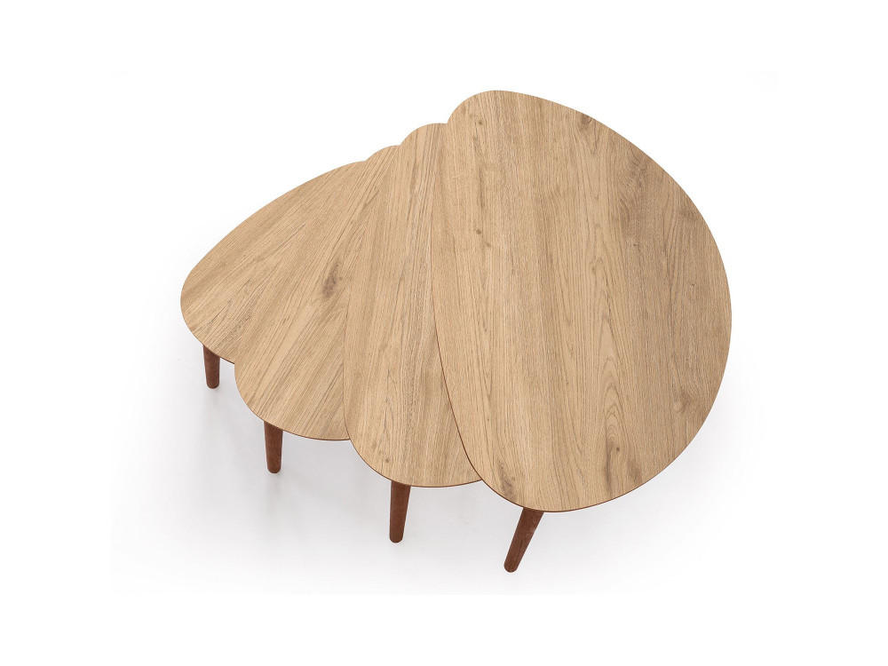 Mesa nido de madera "Nora" 4 piezas 68 x 45 x 55 cm - Roble