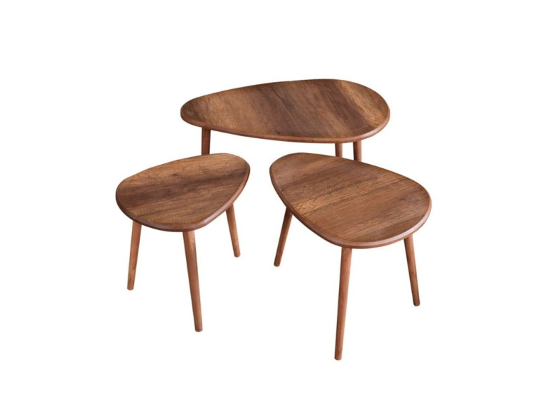 Juego de mesa baja de madera "Alvin" 80 x 52 x 50 cm - Nogal