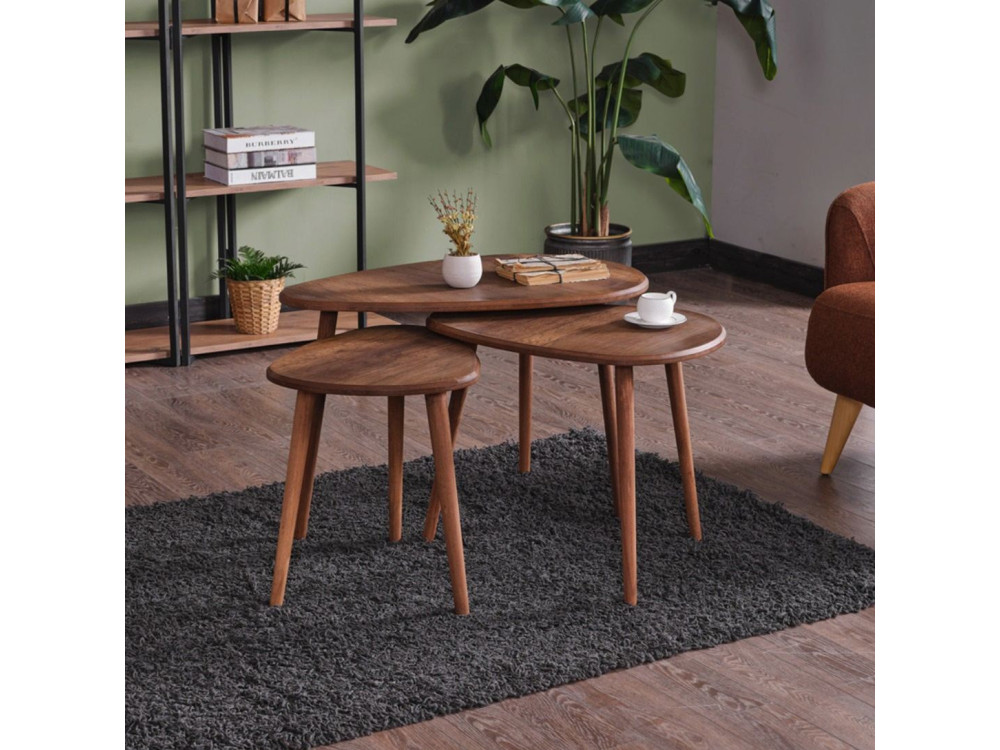 Juego de mesa baja de madera "Alvin" 80 x 52 x 50 cm - Nogal