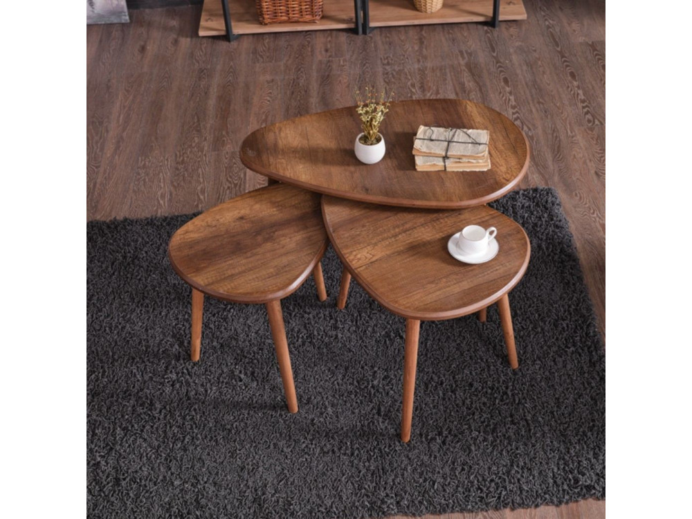 Juego de mesa baja de madera "Alvin" 80 x 52 x 50 cm - Nogal