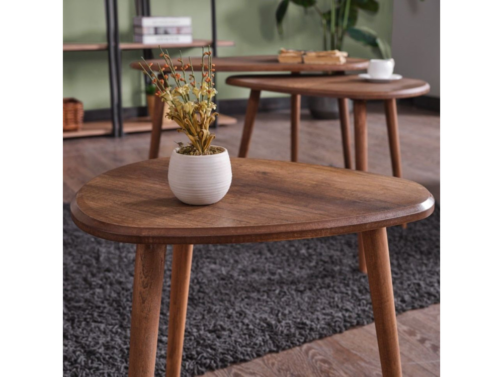 Juego de mesa baja de madera "Alvin" 80 x 52 x 50 cm - Nogal