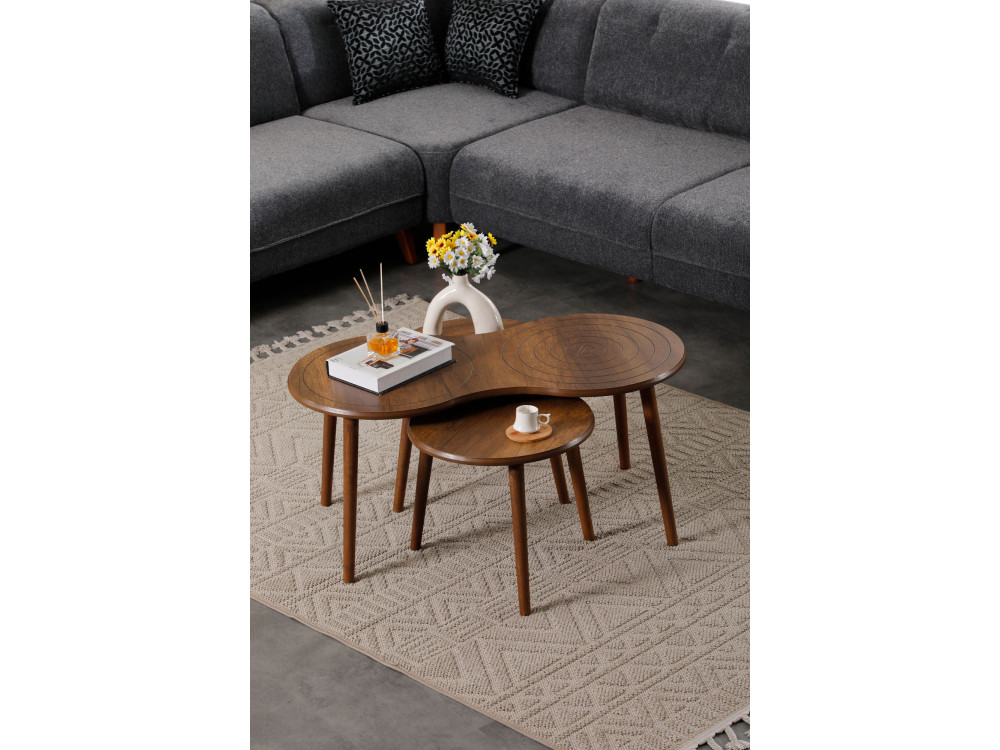 Juego de mesa baja de madera "Marlo" 100 x 50 x 45 cm - Nogal