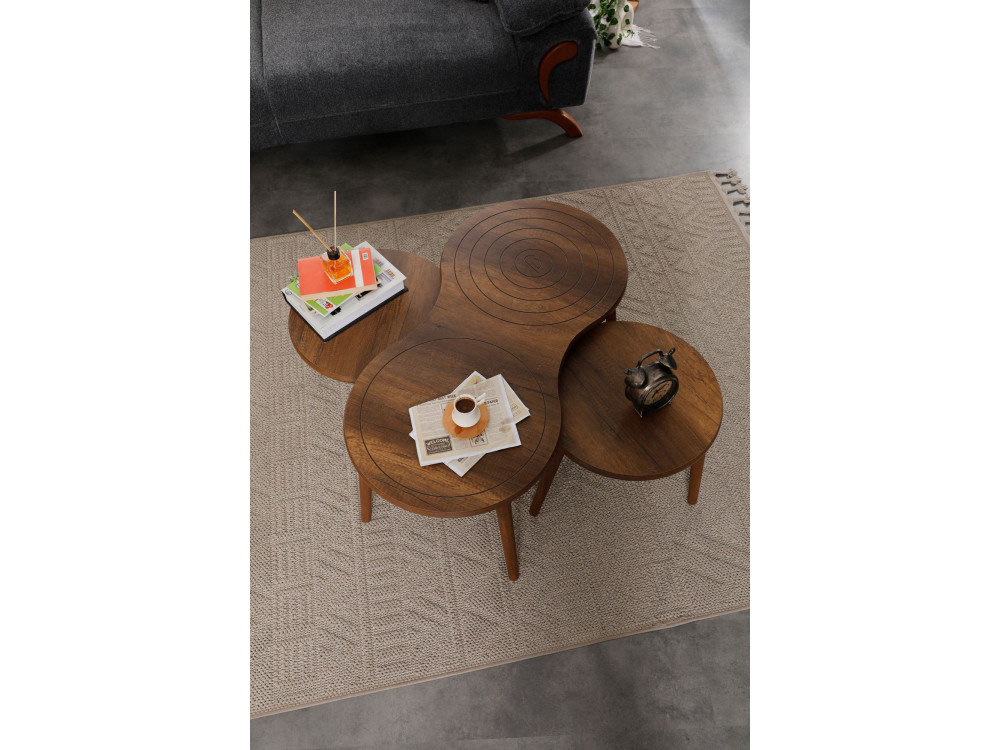 Juego de mesa baja de madera "Marlo" 100 x 50 x 45 cm - Nogal