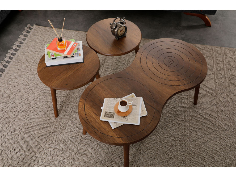 Juego de mesa baja de madera "Marlo" 100 x 50 x 45 cm - Nogal