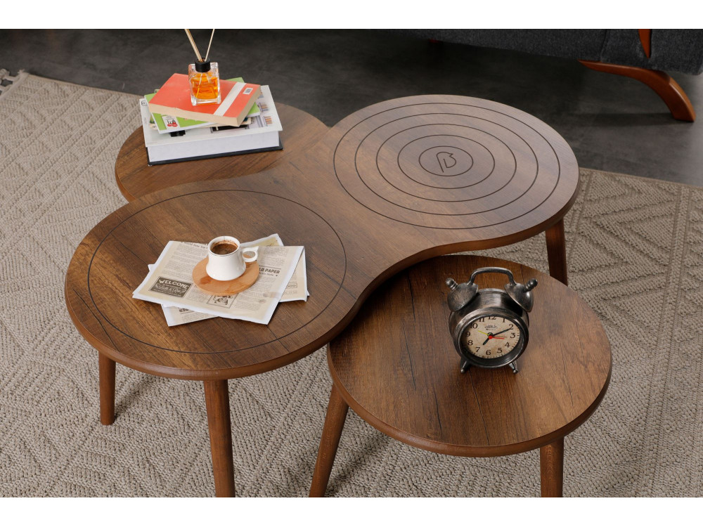 Juego de mesa baja de madera "Marlo" 100 x 50 x 45 cm - Nogal