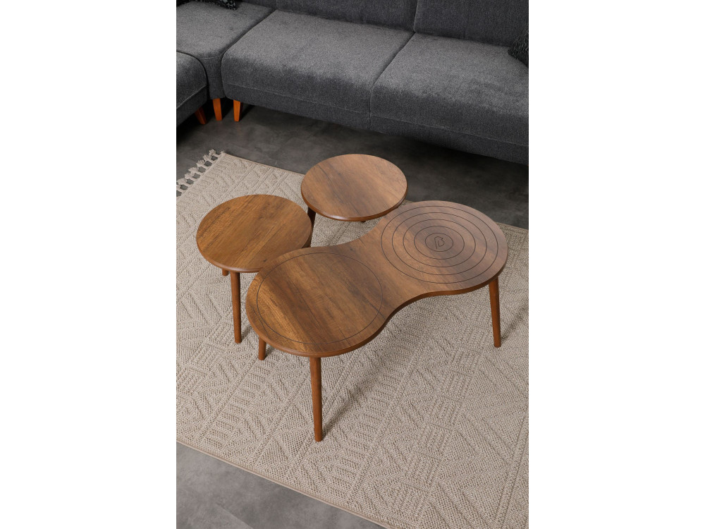 Juego de mesa baja de madera "Marlo" 100 x 50 x 45 cm - Nogal