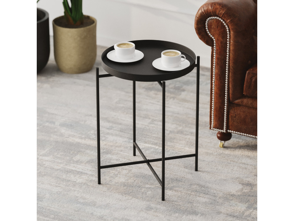 Mesa baja de metal "Sheby" 46 x 46 x 56 cm - Negro