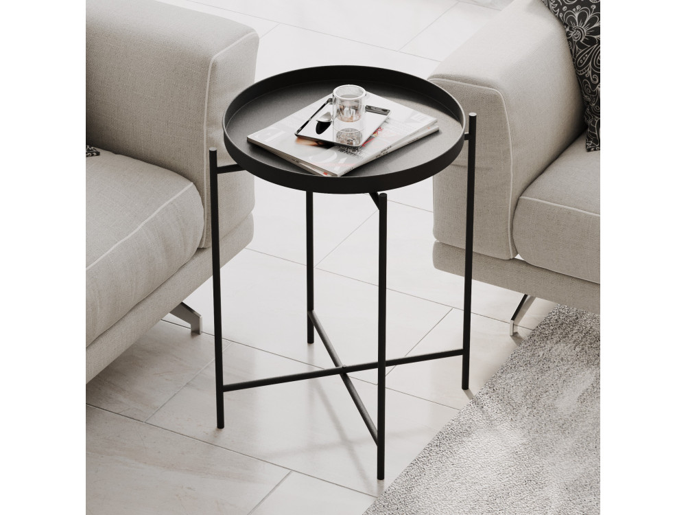 Mesa baja de metal "Sheby" 46 x 46 x 56 cm - Negro