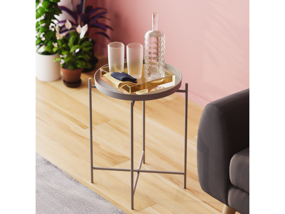 Mesa baja de metal "Sheby" 46 x 46 x 56 cm - Gris