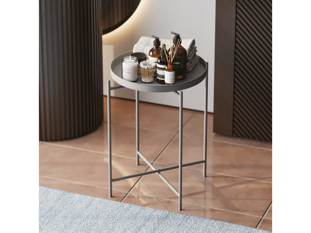 Mesa baja de metal "Sheby" 46 x 46 x 56 cm - Gris