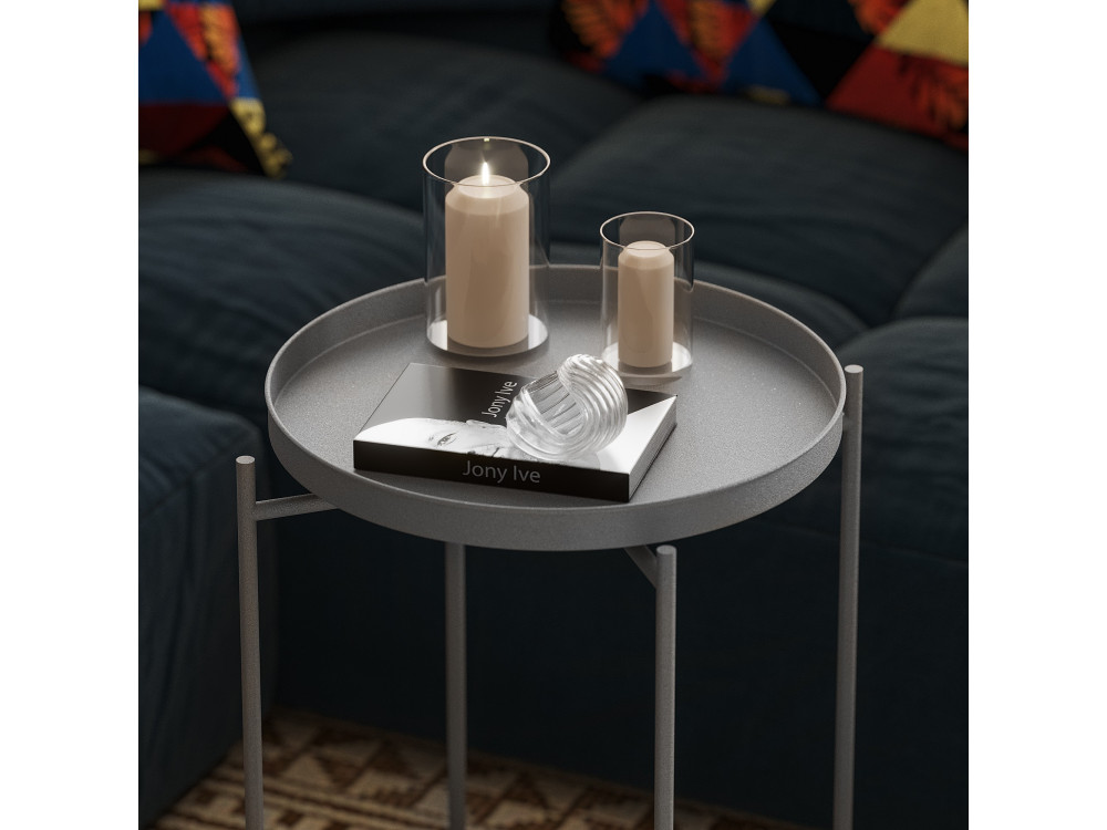 Mesa baja de metal "Sheby" 46 x 46 x 56 cm - Gris