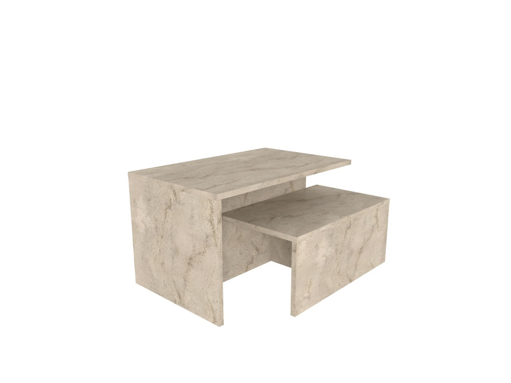 Mesa nido de madera "Twins" (2 piezas) 72 x 45 x 42 cm - Travertino