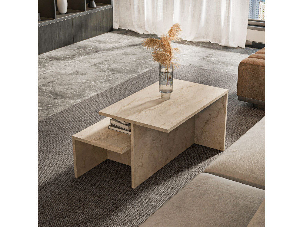 Mesa nido de madera "Twins" (2 piezas) 72 x 45 x 42 cm - Travertino