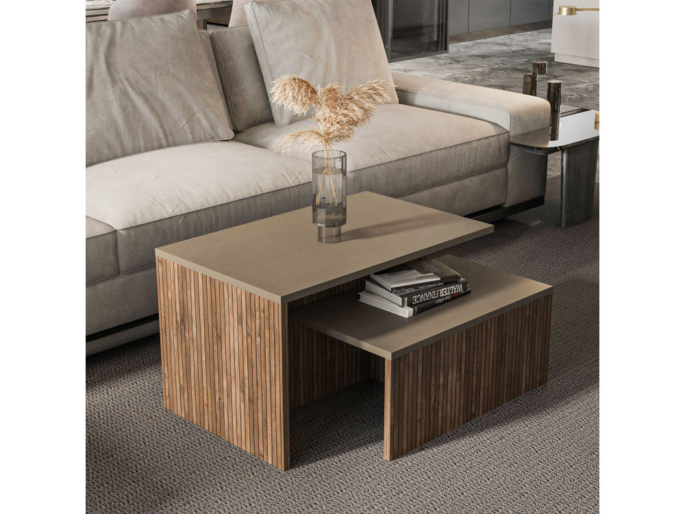 Mesa nido de madera "Twins" 2 piezas 72 x 45 x 42 cm - Topo
