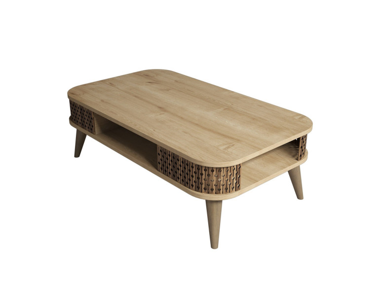 Mesa baja de madera "Eylul" - 105 x 60 x 34 cm - Marrón