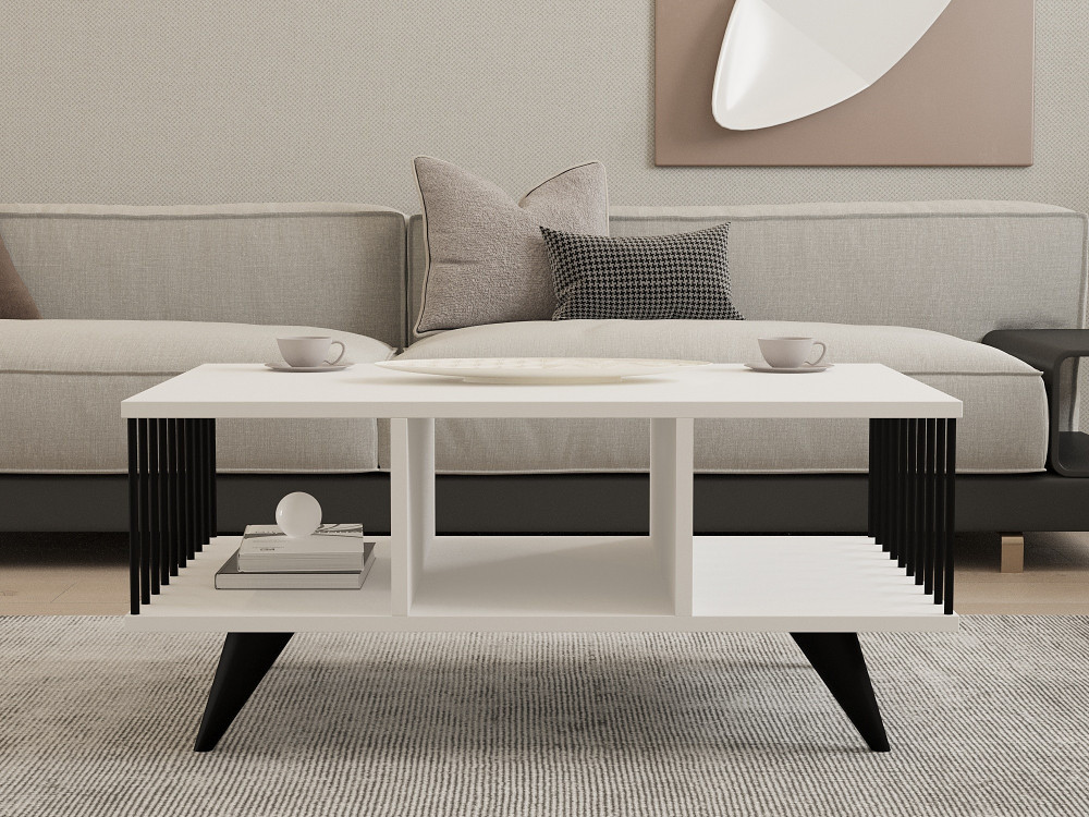Mesa baja de madera "Bert" - 90 x 60 x 40 cm - Blanca