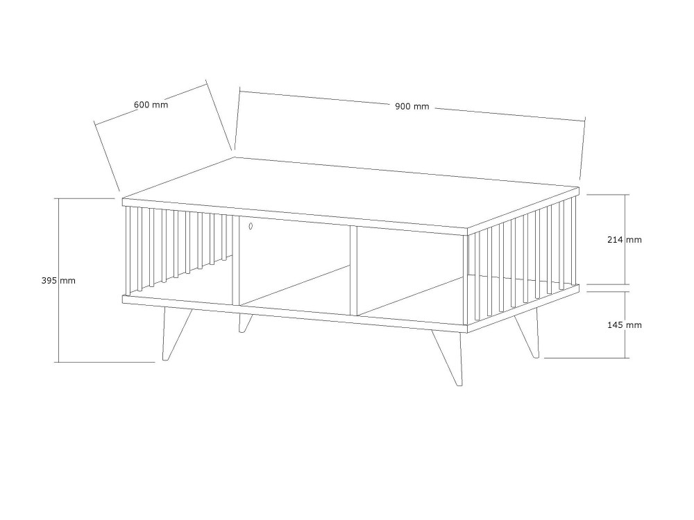 Mesa baja de madera "Bert" - 90 x 60 x 40 cm - Blanca