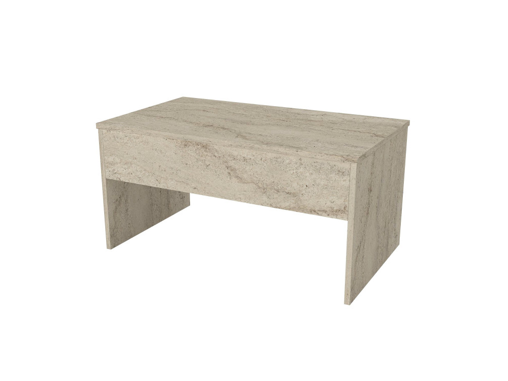 Mesa baja "Akilli" con caja de madera - 90 x 45 x 52 cm - Travertino