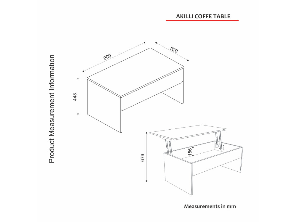 Mesa baja "Akilli" con caja de madera - 90 x 45 x 52 cm - Travertino