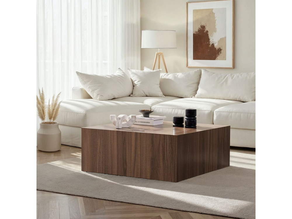 Mesa de centro de MDF "Prizma" - 90 x 90 x 35 cm - Nogal