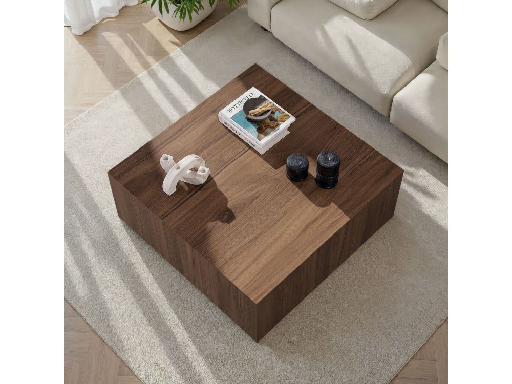 Mesa de centro de MDF "Prizma" - 90 x 90 x 35 cm - Nogal