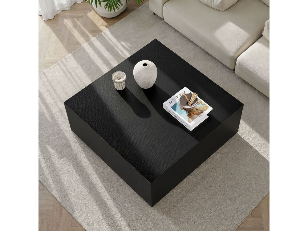 Mesa baja MDF "Prizma" - 90 x 90 x 35 cm - Madera negra