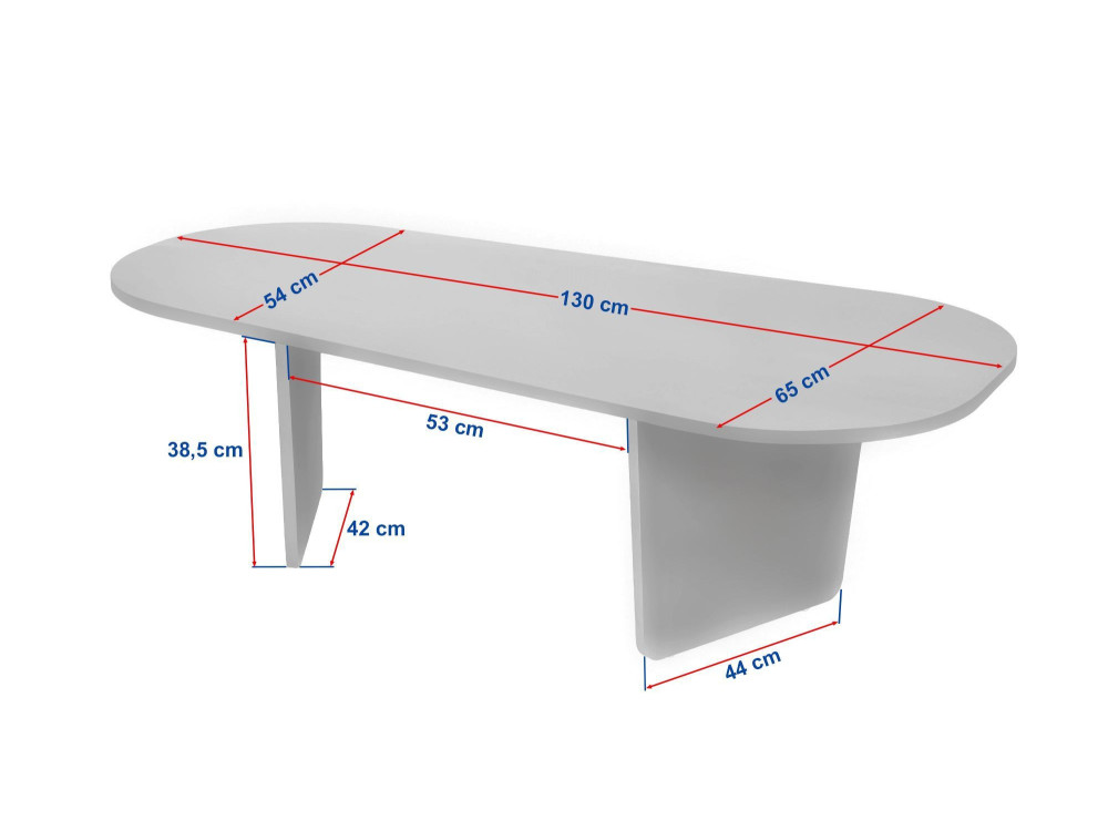Mesa baja de madera "Ovalis" - 130 x 65 x 40 cm - Travertino / Nogal