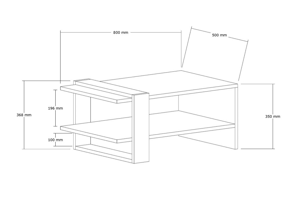Mesa baja de madera "Ova" - 80 x 55 x 35 cm - Marrón