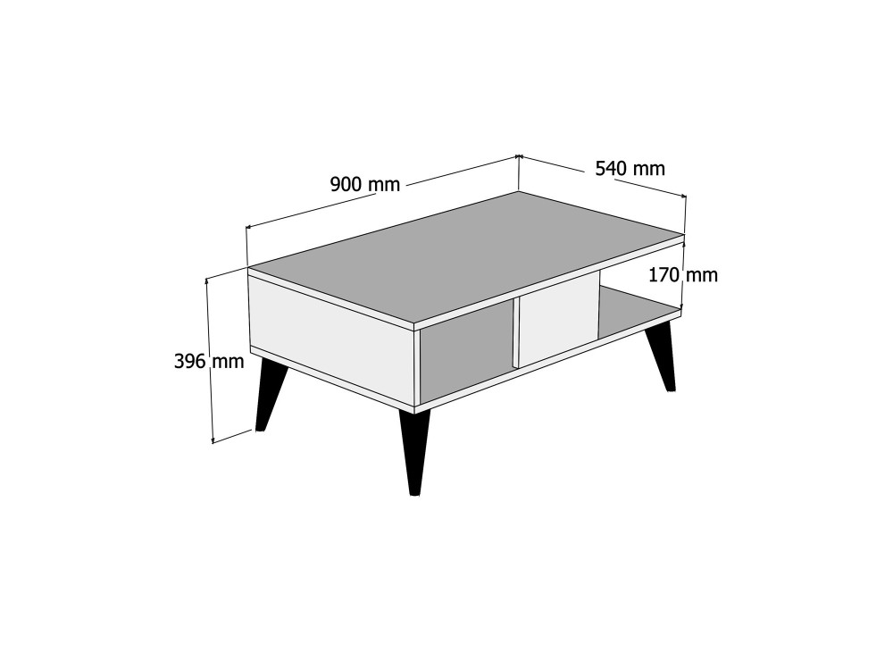 Mesa baja de madera "Lidya" - 90 x 54 x 39 cm - Marrón