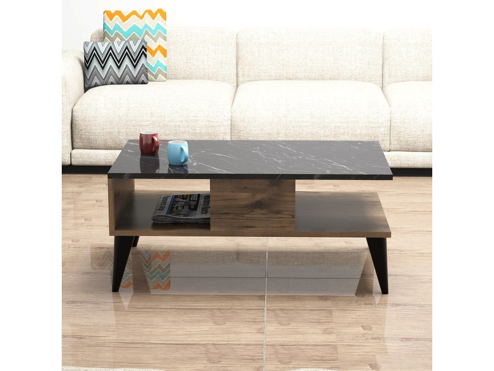 Mesa baja de madera "Lidya" - 90 x 54 x 39 cm - Marrón