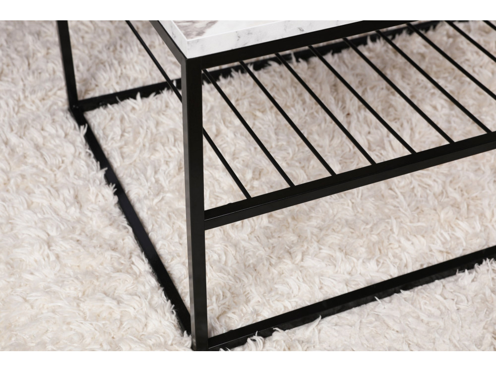 Mesa baja de madera "Asude" - 95 x 55 x 42 cm - Blanco