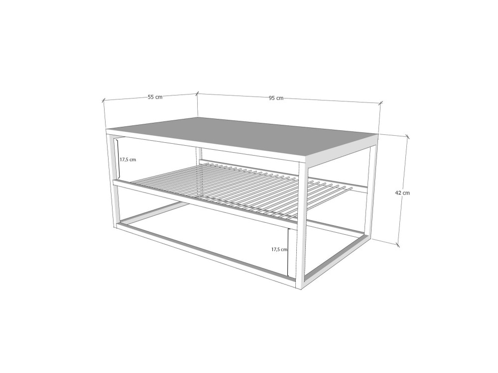 Mesa baja de madera "Asude" - 95 x 55 x 42 cm - Blanco