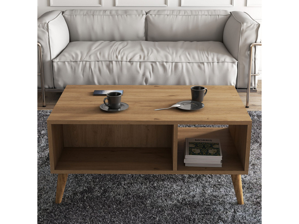 Mesa baja de madera "Exxen" - 90 x 41 x 54 cm - Marrón