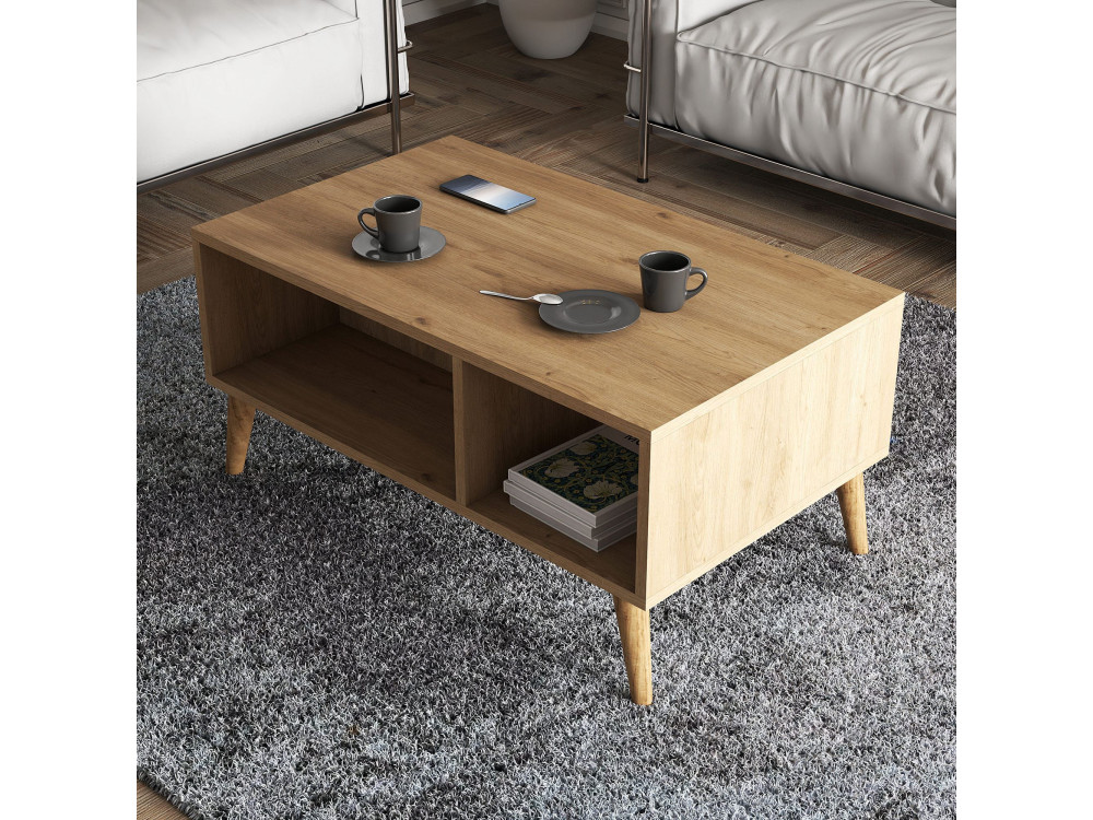 Mesa baja de madera "Exxen" - 90 x 41 x 54 cm - Marrón
