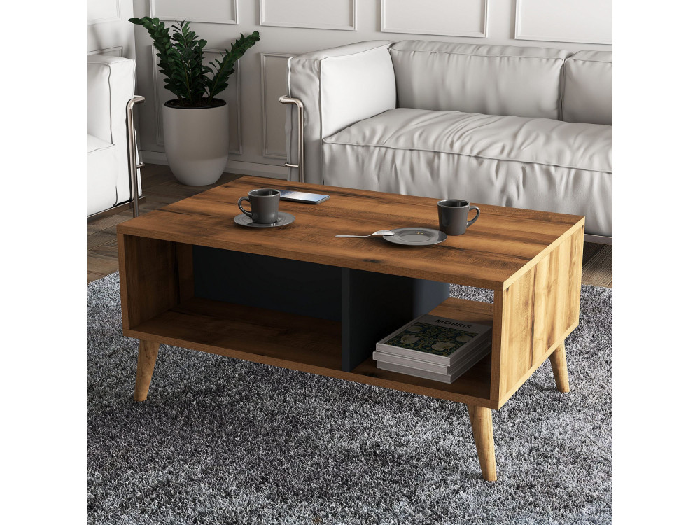 Mesa baja de madera "Exxen" - 90 x 41 x 54 cm - Gris antracita