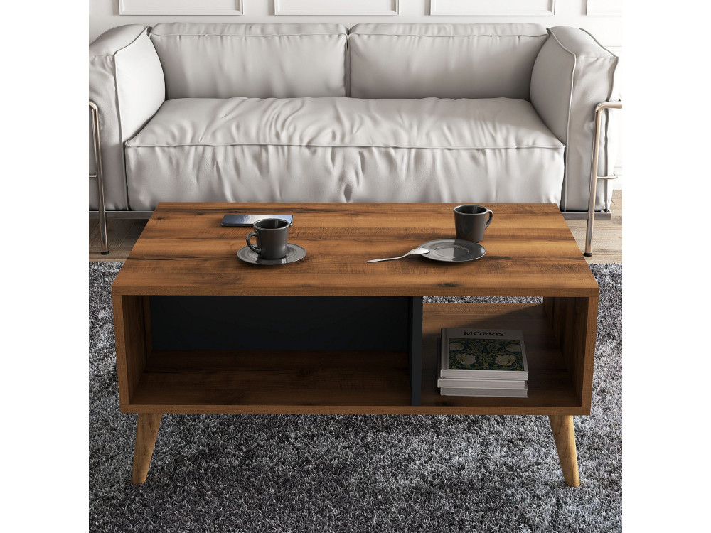 Mesa baja de madera "Exxen" - 90 x 41 x 54 cm - Gris antracita