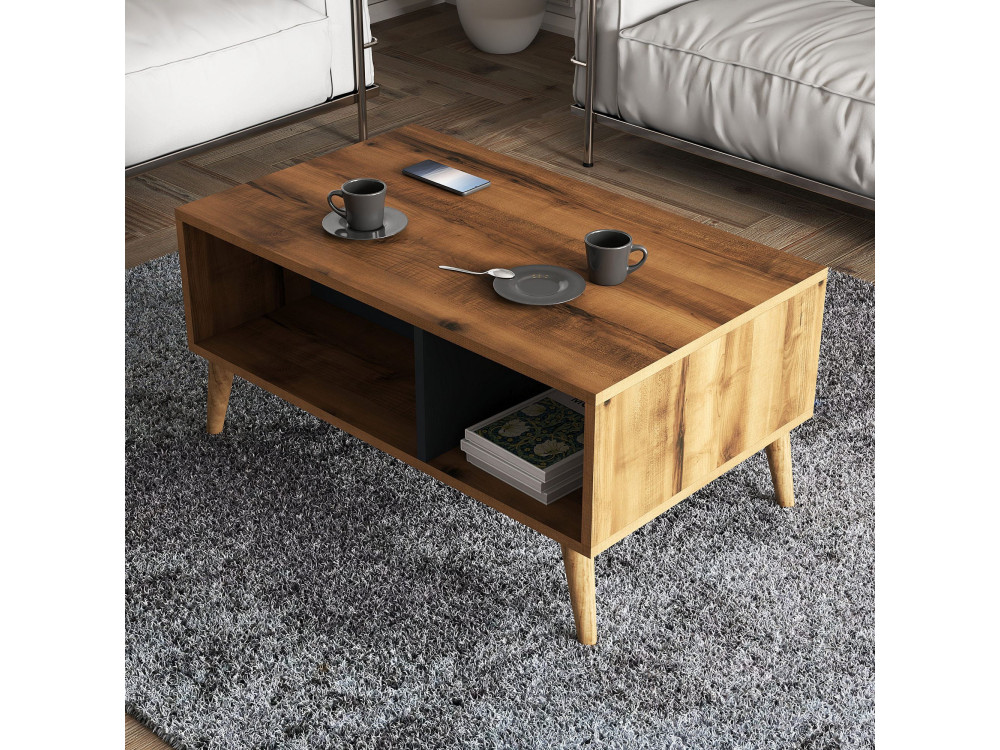 Mesa baja de madera "Exxen" - 90 x 41 x 54 cm - Gris antracita