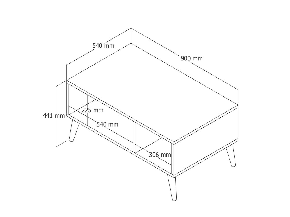 Mesa baja de madera "Exxen" - 90 x 41 x 54 cm - Gris antracita