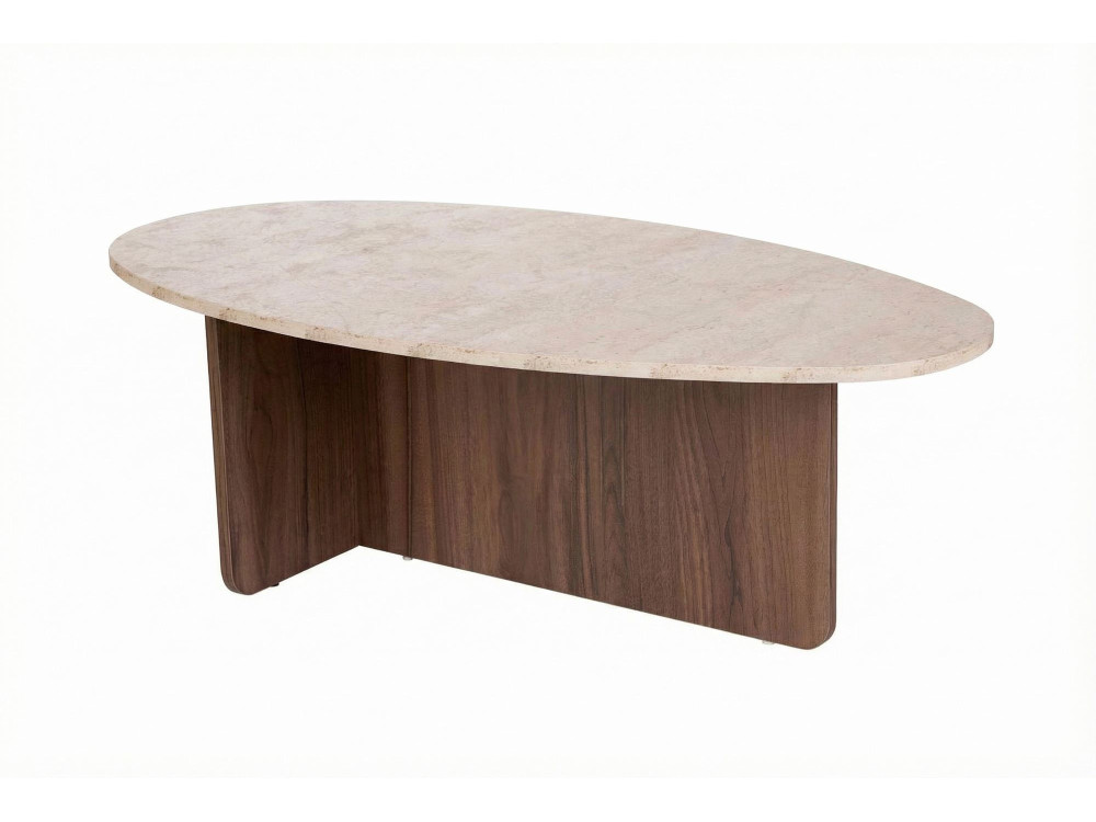 Mesa baja de madera "Orba" - 120 x 65 x 40 cm - Travertino