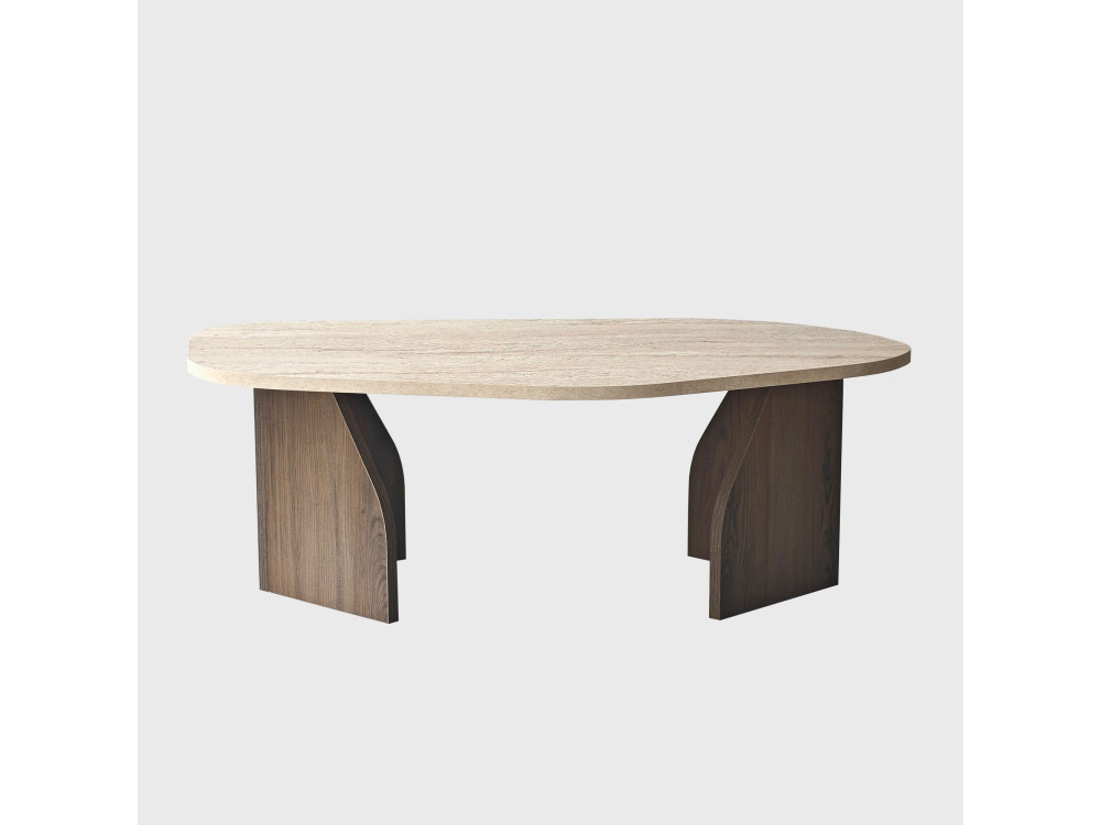 Mesa baja de madera "Rock" - 100 x 60 x 35 cm - Travertino