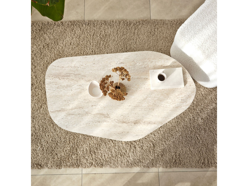 Mesa baja de madera "Rock" - 100 x 60 x 35 cm - Travertino