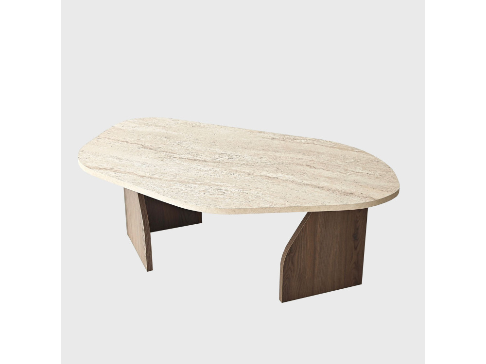 Mesa baja de madera "Rock" - 100 x 60 x 35 cm - Travertino