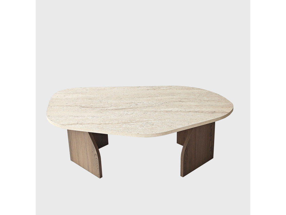 Mesa baja de madera "Rock" - 100 x 60 x 35 cm - Travertino